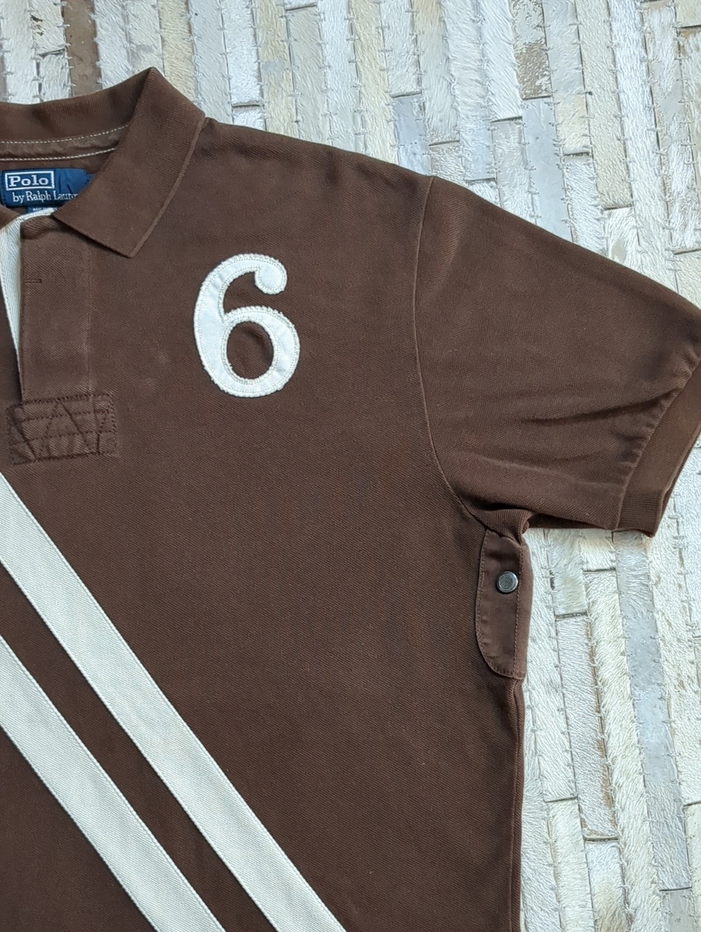 Polo Ralph Lauren Men's L Vintage Y2K "Golf Tournament RLPC #6" Crest Brown Polo - Picture 5 of 9